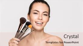  Presentation with beauty beautiful autumn in japanese - PPT theme enhanced with set of make-up brushes background and a lemonade colored foreground