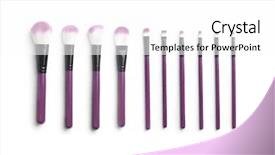  Presentation with brushes makeup - Slide deck featuring set of makeup brushes isolated background and a white colored foreground