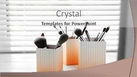  Presentation with brushes makeup - PPT theme having set-of-makeup-brushes background and a white colored foreground