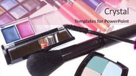  Presentation with makeup products - Beautiful theme featuring set of makeup products isolated backdrop and a coral colored foreground