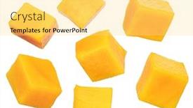  Presentation with mango - Presentation design having mangoes - set of mango cubes isolated background and a yellow colored foreground