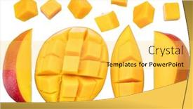 Presentation with mango fruit and mango cubes - Presentation design with set of mango cubes background and a yellow colored foreground