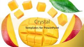  Presentation with mango - Audience pleasing PPT theme consisting of set-of-mango-cubes backdrop and a yellow colored foreground