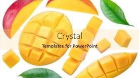  Presentation with mango leaves - Amazing theme having set-of-mango-slices-mango backdrop and a yellow colored foreground