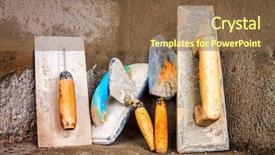  Presentation with masonry - PPT theme consisting of set of masonry tools background and a tawny brown colored foreground