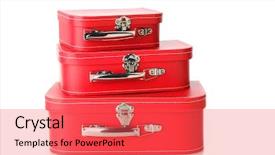  Presentation with luggage - Amazing PPT theme having set of matching luggage pieces backdrop and a red colored foreground