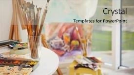  Presentation with materials science - Presentation design enhanced with set of materials for painting background and a light gray colored foreground