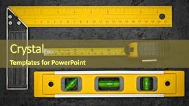  Presentation with measuring - Cool new slide deck with set of measuring tools backdrop and a tawny brown colored foreground