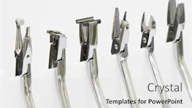  Presentation with orthodontic - Presentation theme featuring set-of-medical-metal-orthodontic background and a light gray colored foreground