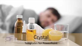  Presentation with medicines - Amazing slide deck having set of medicines and lemons backdrop and a yellow colored foreground