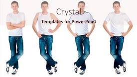  Presentation with blue design - Colorful slide deck enhanced with set-of-men-in-white backdrop and a lemonade colored foreground