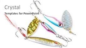  Presentation with casting metal - PPT theme having set-of-metal-lures background and a white colored foreground