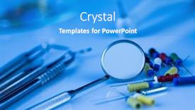  Presentation with medical equipment - Presentation theme featuring set-of-metal-medical-equipment background and a teal colored foreground