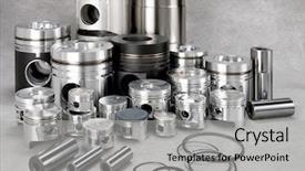  Presentation with engine - Amazing presentation theme having set of metal pistons backdrop and a light gray colored foreground