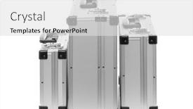  Presentation with metal - Slide deck having set-of-metal-suitcases background and a light gray colored foreground