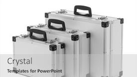  Presentation with metal - PPT layouts featuring set-of-metal-suitcases background and a light gray colored foreground