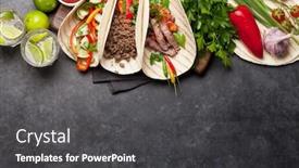 Presentation with flat - PPT theme having set-of-mexican-tacos background and a dark gray colored foreground