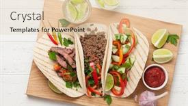  Presentation with tacos - PPT theme consisting of set-of-mexican-tacos background and a lemonade colored foreground