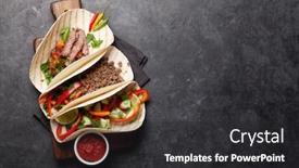  Presentation with tacos - Beautiful PPT layouts featuring set-of-mexican-tacos backdrop and a dark gray colored foreground