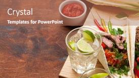  Presentation with tacos - Slide set featuring set-of-mexican-tacos background and a coral colored foreground