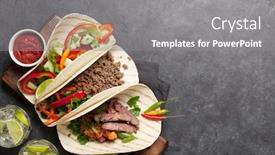  Presentation with tortilla - Audience pleasing slide set consisting of set-of-mexican-tacos backdrop and a gray colored foreground