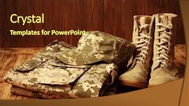  Presentation with military - Beautiful presentation theme featuring set of military uniform backdrop and a tawny brown colored foreground