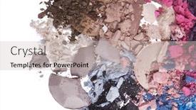  Presentation with multicolor - PPT layouts consisting of set-of-multicolor-crushed-eyeshadows background and a light gray colored foreground