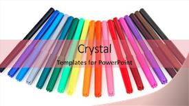  Presentation with multicolor - PPT theme having set of multicolor soft-tip pens isolated on white background and a coral colored foreground