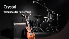  Presentation with music instruments - Audience pleasing slides consisting of close up man hand gesture and giving thumb up sign on bokeh green nature background business concept backdrop and a wine colored foreground.