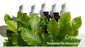  Presentation with cosmetics natural - Amazing PPT theme having set of natural cosmetics and massage oils on white background backdrop and a tawny brown colored foreground