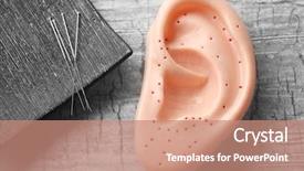  Presentation with human ear - Cool new PPT layouts with set of needles for acupuncture backdrop and a coral colored foreground