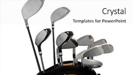  Presentation with golf - Amazing PPT layouts having set of new golf clubs backdrop and a white colored foreground