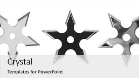  Presentation with ninja - Cool new PPT theme with set of ninja star shurikens backdrop and a white colored foreground