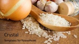  Presentation with healthy nutrition - Cool new slides with set of nutrition and healthy food on wooden texture backdrop and a coral colored foreground