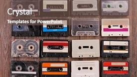  Presentation with tape audio - Audience pleasing theme consisting of set of old audio cassettes backdrop and a violet colored foreground