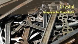  Presentation with hand tools - Slide set featuring set-of-old-wrenches background and a tawny brown colored foreground
