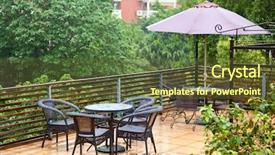  Presentation with rattan furniture - PPT theme enhanced with set of outdoors patio furniture background and a tawny brown colored foreground