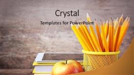  Presentation with tan book stack stacks of books - Amazing presentation having set of pencils in metal backdrop and a light gray colored foreground