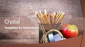  Presentation with stand - Slide deck having set of pencils in metal background and a coral colored foreground