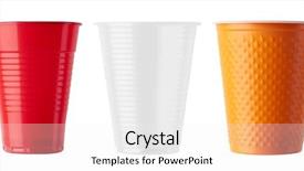 Presentation with plastic - Audience pleasing theme consisting of set of plastic cup isolated backdrop and a white colored foreground