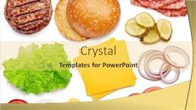  Presentation with popular - Slide set having set-of-popular-cheeseburger background and a yellow colored foreground