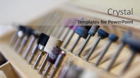  Presentation with woodworking - PPT theme featuring set-of-precision-tools background and a light gray colored foreground