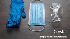  Presentation with viruses - Slides featuring set-of-protective-eqipment-agains background and a dark gray colored foreground