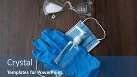  Presentation with viruses - Colorful theme enhanced with set-of-protective-eqipment-agains backdrop and a ocean colored foreground