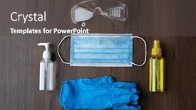  Presentation with viruses - Audience pleasing slides consisting of set-of-protective-eqipment-agains backdrop and a dark gray colored foreground