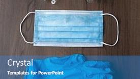  Presentation with viruses - Cool new presentation theme with set-of-protective-eqipment-agains backdrop and a teal colored foreground