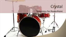  Presentation with drum - Audience pleasing PPT theme consisting of set of red drums isolated backdrop and a coral colored foreground