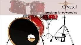  Presentation with drum - Presentation design consisting of set of red drums isolated background and a coral colored foreground