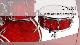  Presentation with drums - Theme having set of red drums isolated background and a light gray colored foreground