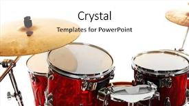  Presentation with drums - Theme consisting of set of red drums isolated background and a white colored foreground